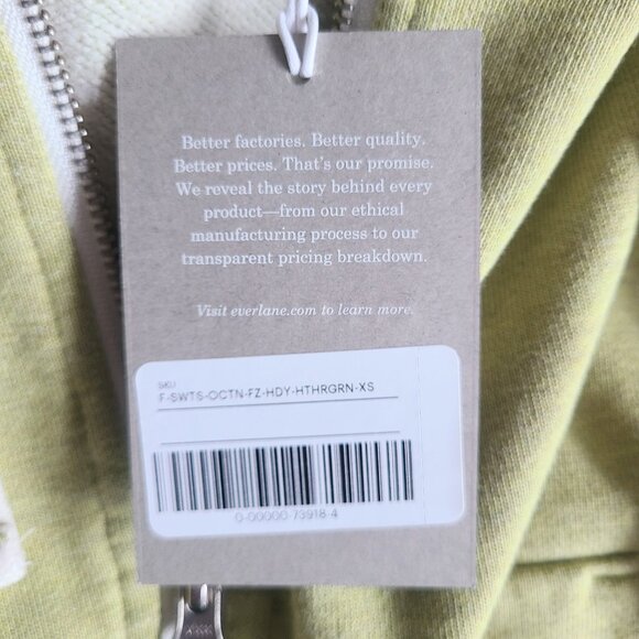 Everlane The Track Organic Cotton Hoodie Heathered Pear Green Sweatshirt - XS - Picture 9 of 10